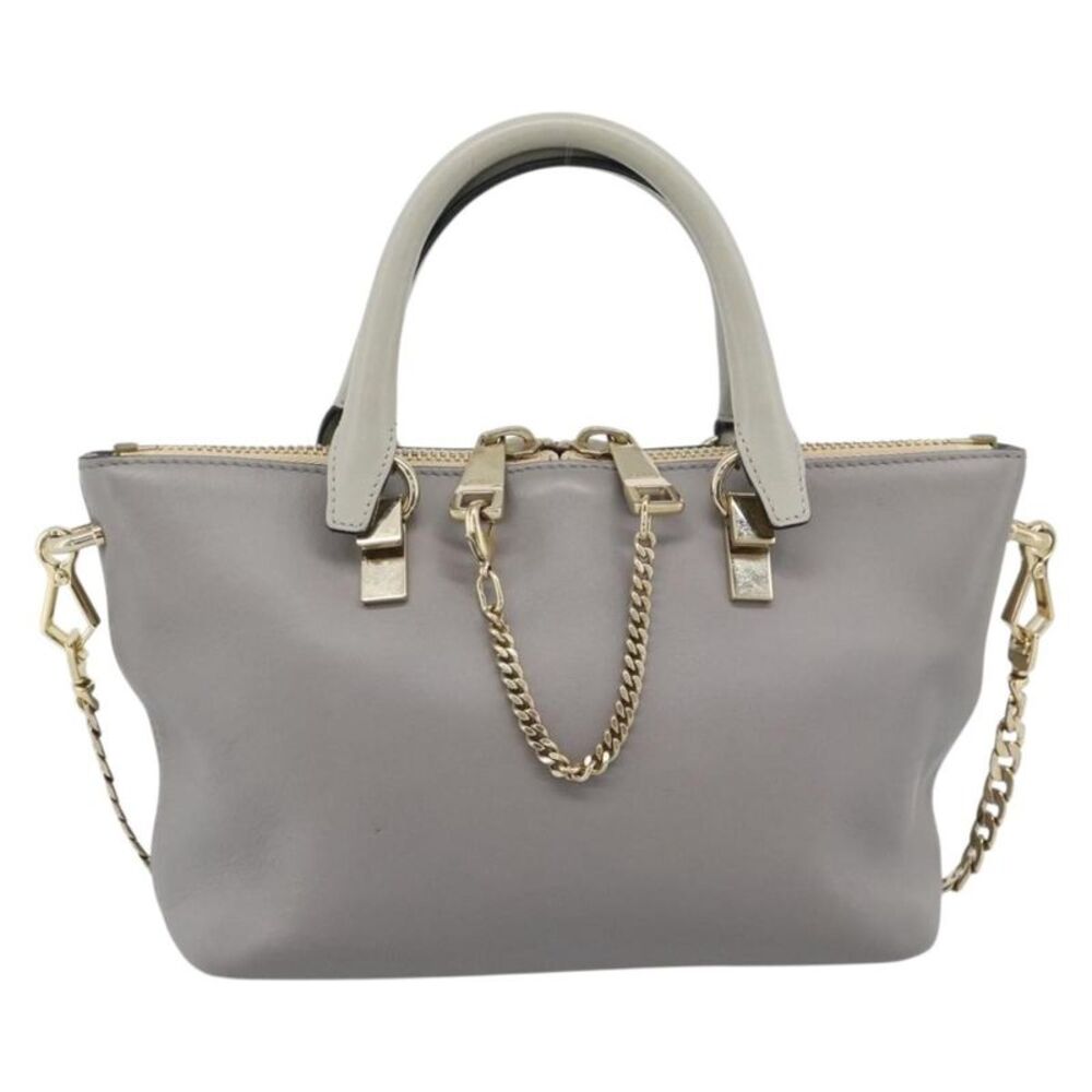 Chloe Bicolor Baylee Satchel Leather Gray Leather Handbag